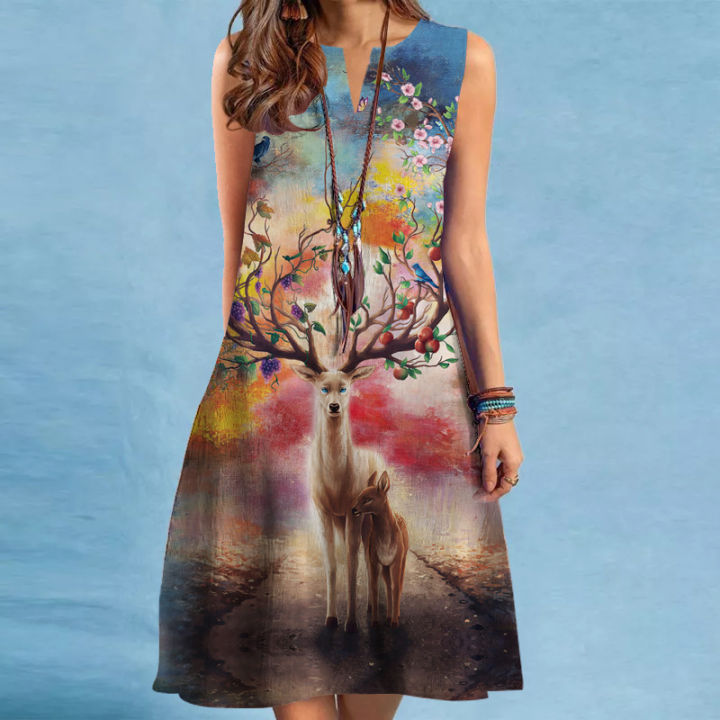 2023European%20and%20American%20New%20Dress%20Women's%20Fashion%20Bohemian%20Beach%20DressVCollar%20Sleeveless%20Foreign%20Trade%20Dress%20-%20Image%202