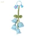 Crochet Flower Keychain Birthday Gift Knitted Orchid Bell Flower Pendant.