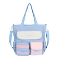 High value multi-pocket shoulder bag junior high school students high school students contrast school bag cute large capacity tote bag female wholesale. 