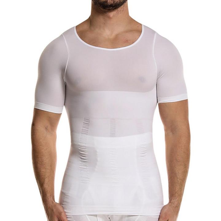 Men Body Toning T-Shirt Body Shaper Corrective Posture Shirt Slimming Belt Belly Abdomen Fat Burning Compression Corset