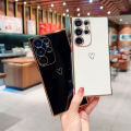 Applicable to Japan and South Korea S23U Hollow out Heart Mobile Phone Shell Samsung S23FE/A24 Electroplating Straight Edge Google 7A Protective Sleeve .. 