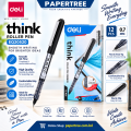 Deli EQ20520 Roller Pen Black Ink 12 Pcs Smooth Writing Pens for School & Office Use.