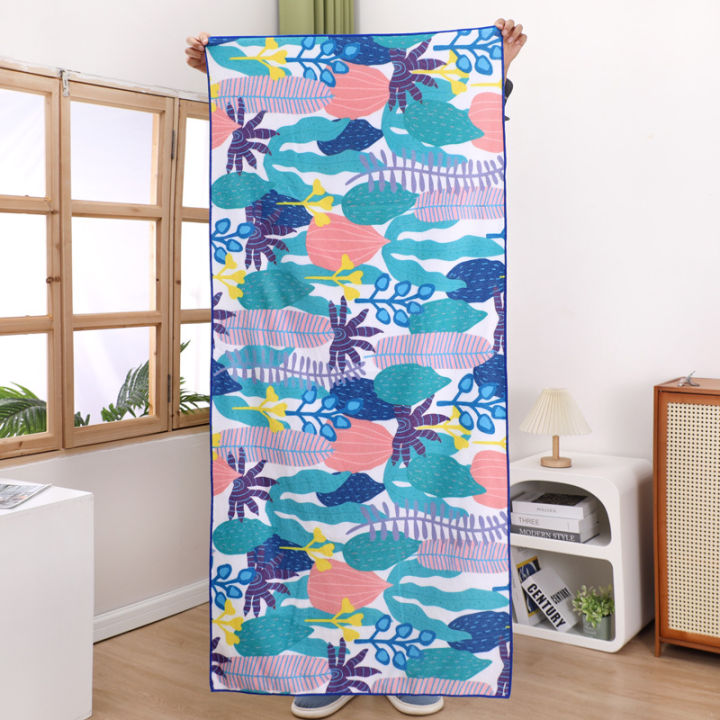 Printed Bath Towel Beach Towel Microfiber Absorbent Soft Foreign Trade Swimming by the Sea Holiday Pad Shawl