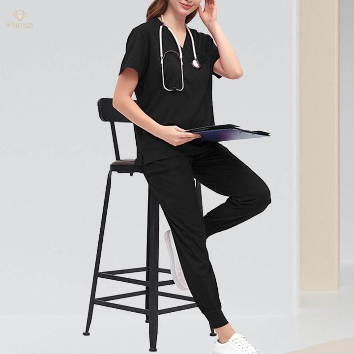 Womens%20Uniform%20Scrub%20Set%20Nurse%20Top%20and%20Joggers%20Pants%20Breathable%20Workwear%20-%20Image%206