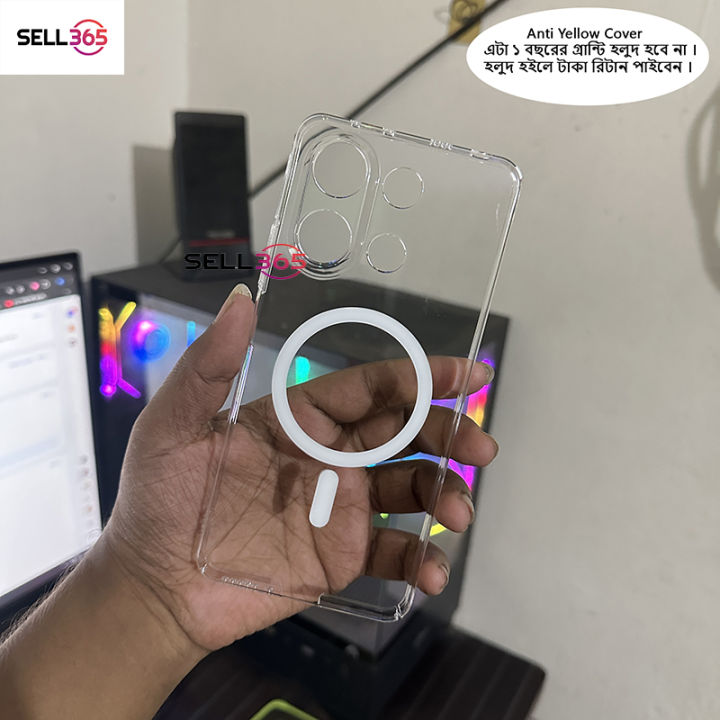 Xiaomi%20Redmi%20Note%2013%204G%20Berlia%20Transparent%20Magnatic%20Magsafe%20Anti%20Yellow%20Clear%20Protective%20Phone%20Case%20Back%20Cover%20-%20Image%204