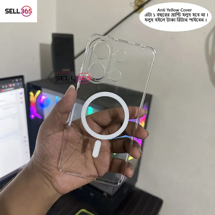 Xiaomi%20Redmi%20Note%2013%204G%20Berlia%20Transparent%20Magnatic%20Magsafe%20Anti%20Yellow%20Clear%20Protective%20Phone%20Case%20Back%20Cover%20-%20Image%204
