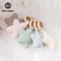Let’s Make Baby Rattle Baby Bed Hanging Rattles Toys DIY Christmas Star BPA Free 1PC Weaving Crochet Wood Cotton Wooden Ring. 