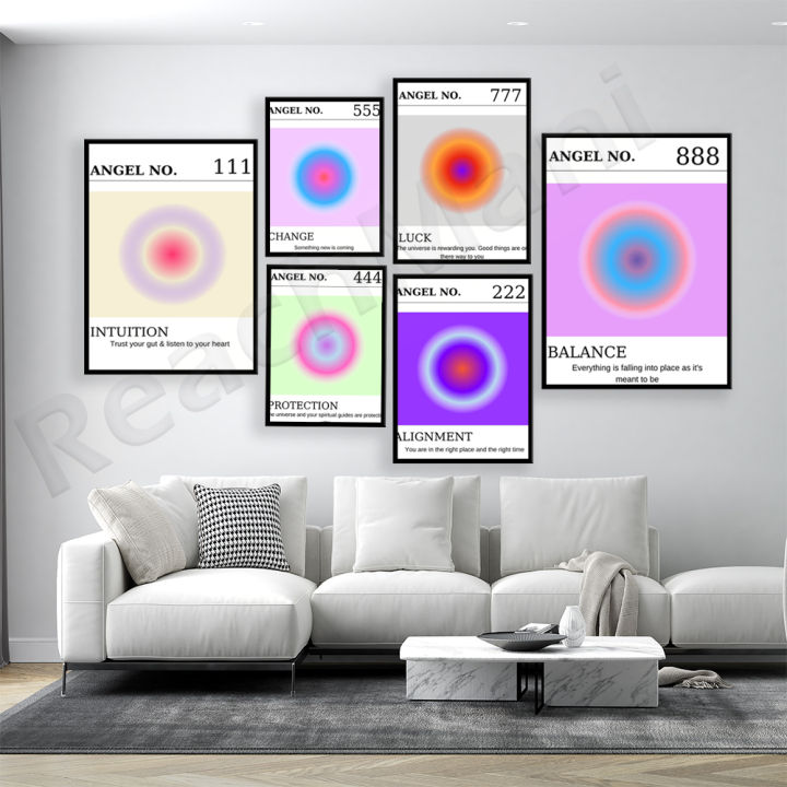 Angel Math Aura Energy Aura Poster, Grain Gradient Aura Energy Print Aesthetic Pastel Art, 70's Home Decor Fashion Poster