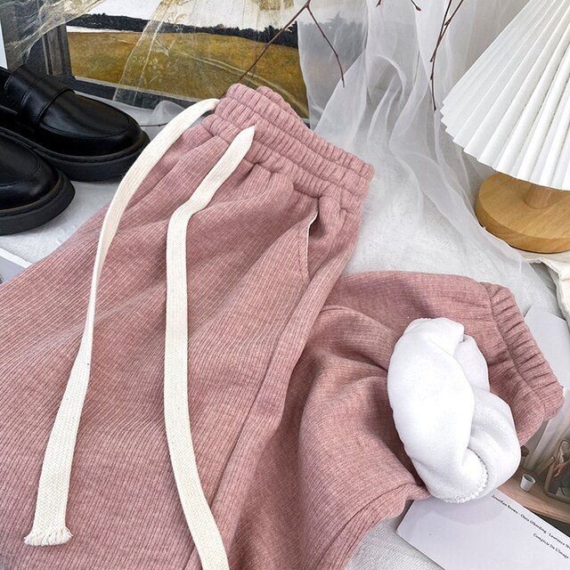 Yitimoky Corduroy Fleece Sweatpants Women Wide Leg Pants