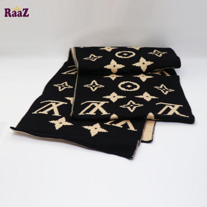 Black And Brown LV Woolen Soft Scarf, Muffler Stylish Fashion Scarf For Men And Women