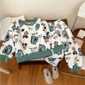 Autumn Winter Kids Thicken Soft Flannel Pajamas Sets New 2024 Baby Boys Girls Cartoon O-neck Pullover Warm Sleeping Sets Pyjamas. 