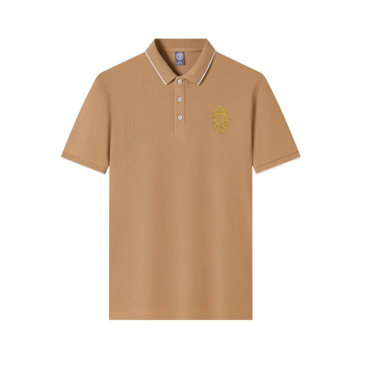 Summer printed polo shirt with polo collar, men's short sleeved business casual fashion slim fit polo shirt, men's essential T-s