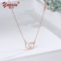 s925 sterling silver double C necklace women's lock rose gold Japanese and Korean version bone chain zircon, net red temperament necklace necklace with zircon. 