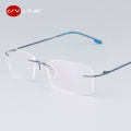 UVLAIK Classic Mens Pure Titanium Rimless Glasses Frames Myopia Optical Frame Ultra-light Titanium Frameless Eyeglasses Frame.