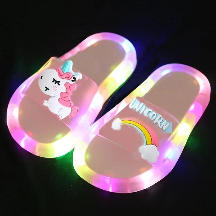 2022 Girl Slippers Children LED Kids Slippers Baby Bathroom Sandals Kids Shoes for Girl Boys Light Up Shoes Toddler Sandales 샌들