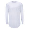 Men's Thumb Hole Tshirt Solid Color Streetwear Men Long Sleeve T-shirt Casual Round Neck Male Tops Funny Curve Hem T Shirt Cloth. 
