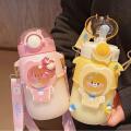 Portable Sport Straw Kettle School Kids Kawaii Cup Travel Drinking Mug Cute Water Bottle For Girls 720ml Cartoon Plastic Tumbler.