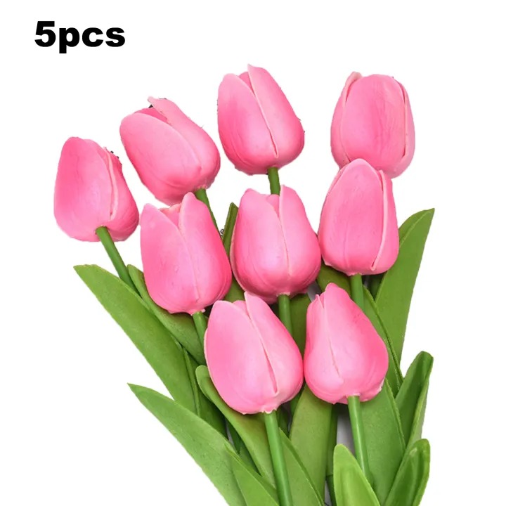 5Pcs/set%20Artificial%20Tulips%20Lifelike%20Realistic%20Plastic%20Faux%20Silk%20Floral%20Simulation%20for%20Home%20-%20Image%209