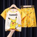 Pokemon Pikachu Summer Short Sleeve Shorts Cartoon Toddler Girls Pajamas Set Anime Figure Children Clothing Boys Fashion Clothes. 