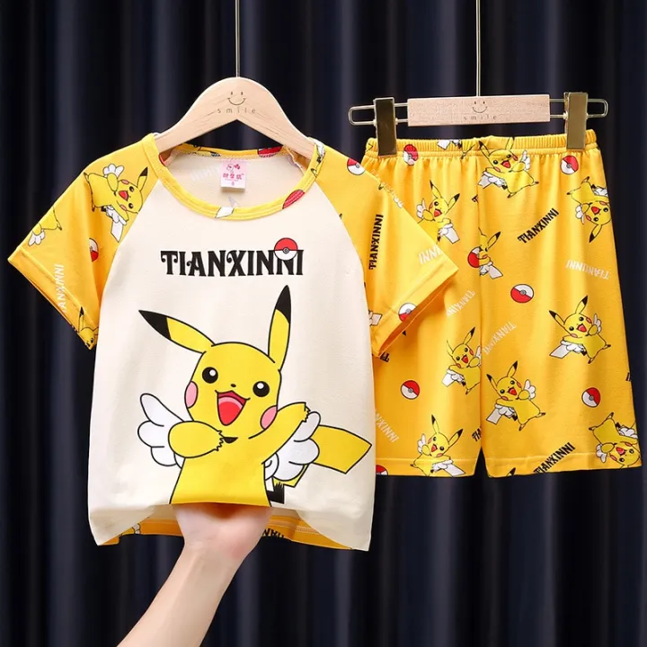 Pokemon%20Pikachu%20Summer%20Short%20Sleeve%20Shorts%20Cartoon%20Toddler%20Girls%20Pajamas%20Set%20Anime%20Figure%20Children%20Clothing%20Boys%20Fashion%20Clothes%20-%20Image%204