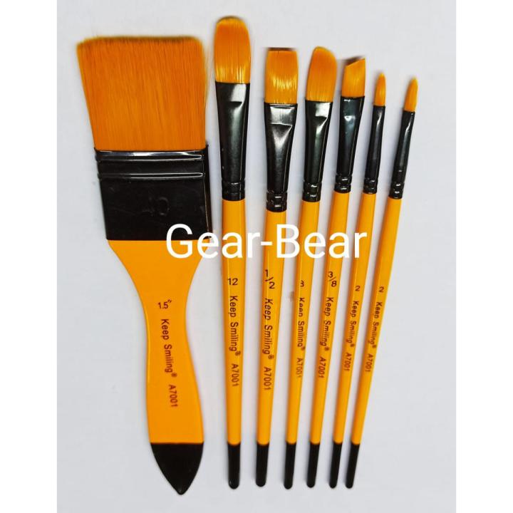 Black & Orange Combined 7 Pcs Keep Smiling Super Perform Artist Brush / Art Brush / Art Tuli Sets For Oil Colour / Water Colour / Acrylic Colour