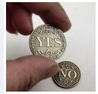 Bronze color toss coin, yes/no/yes-no decision coin - gift box