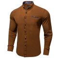 Brown Solid Casual Shirts For Men Blue Paisley Color Contrast Fashion Dress Shirt Luxury Designer Men Clothing. 