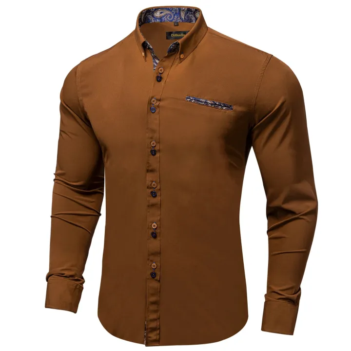 Brown%20Solid%20Casual%20Shirts%20For%20Men%20Blue%20Paisley%20Color%20Contrast%20Fashion%20Dress%20Shirt%20Luxury%20Designer%20Men%20Clothing%20-%20Image%202
