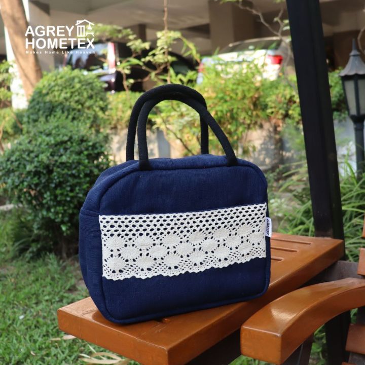 Lunch Carry Bag, Jute Fabric, Navy Blue, (10.5″x8.5″x5″)