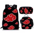 Bandai Naruto School Bag Printed Lunch Bag Pencil Case Backpack Three-piece Set Gifts Backpack Lightening Zipper Shoulders. 