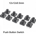 5Pcs- Momentary Push Button Switch 12x12x9.5mm 4Pin On Off Momentary Tactile Tact Push Button Micro Switch Self Reset Switches DIP Top. 
