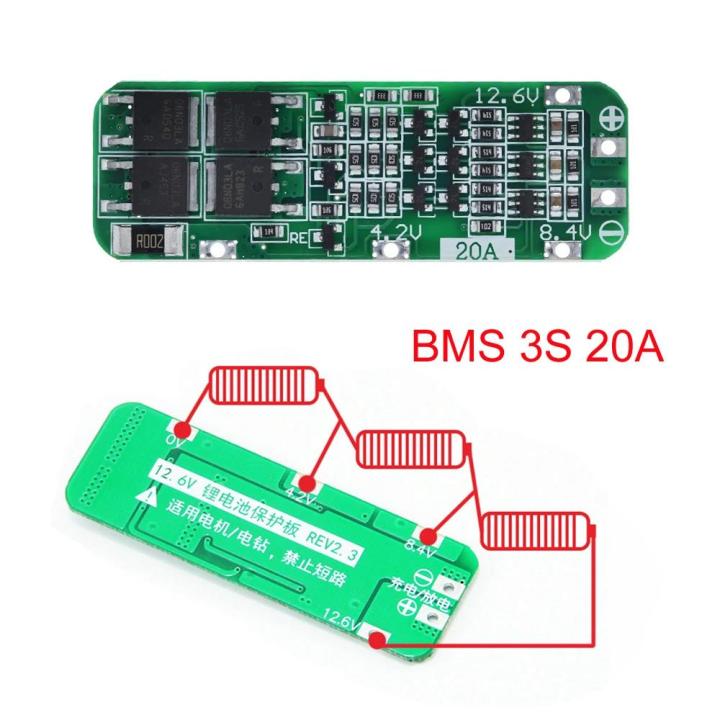 BMS 3S 20A Li-ion Lithium Battery 18650 Charger Protection Board For Drill Motor 11.1V 12V 12.6V Lipo Cell Module