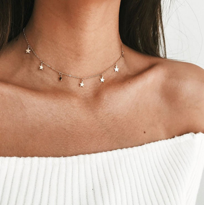 European and American cross-border jewelry Ebay Dunhuang source fashion simple thickened five-pointed star pendant short necklace female