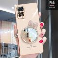 Maitus for Xiaomi Redmi Note 11 Pro 5G back cover luxury 6d plated square bumper shiny bowknot makeup mirror soft silicone girl Case Full protection mobile phone case.