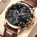 LIGE Men Watch Luxury Leather Waterproof Sport Quartz Wristwatch Chronograph Military Watch for Men Relogio Masculino Men‘s Gift 8953.