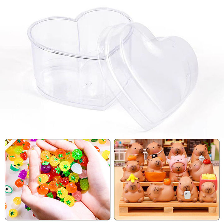 Clear Acrylic Boxes Doll Toy Storage Box Blind Box Display Stand Heart Boxes FINPAE
