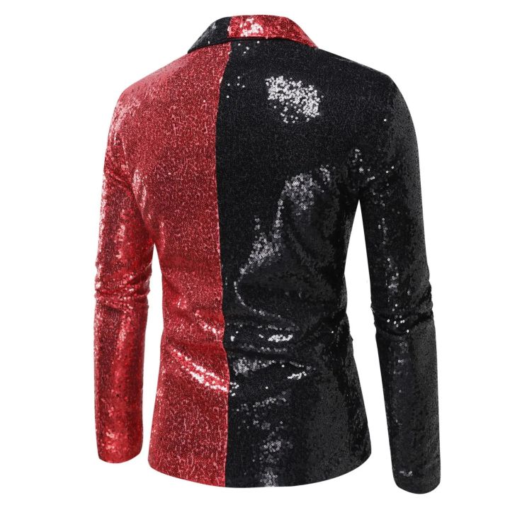 Mens%20Black%20Silver%20Sequins%20Tuxedo%20Blazers%20Stylish%20Shiny%20Shawl%20Lapel%20One%20Button%20Blazer%20Suit%20Jacket%20Men%20Disco%20Party%20Stage%20Costume%20-%20Image%204