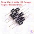 5Pcs- Diode 10A10 1000V 1KV 10A General Purpose Rectifier Diode 10A10 Silicon Junction Diode R-6 Package.