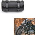 Motorcycle Fork Bag PU Leather Bicycle Handlebar Tool Pouch Sissy Bar Roll Storage Bag Saddle Bag, Universal. 
