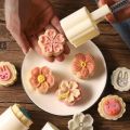DIY Baking 3D Mooncake Mold Flower-shaped Mini Size Cookie Mould Reusable Hand-pressed Pastry Making Tools Cooking.