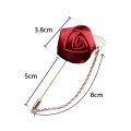 1pc Men's Suit Rose Flower Brooches Canvas Fabric Ribbon Tie Lapel Pin Badge With Tassel Chain Men Wedding Boutonniere Brooch. 