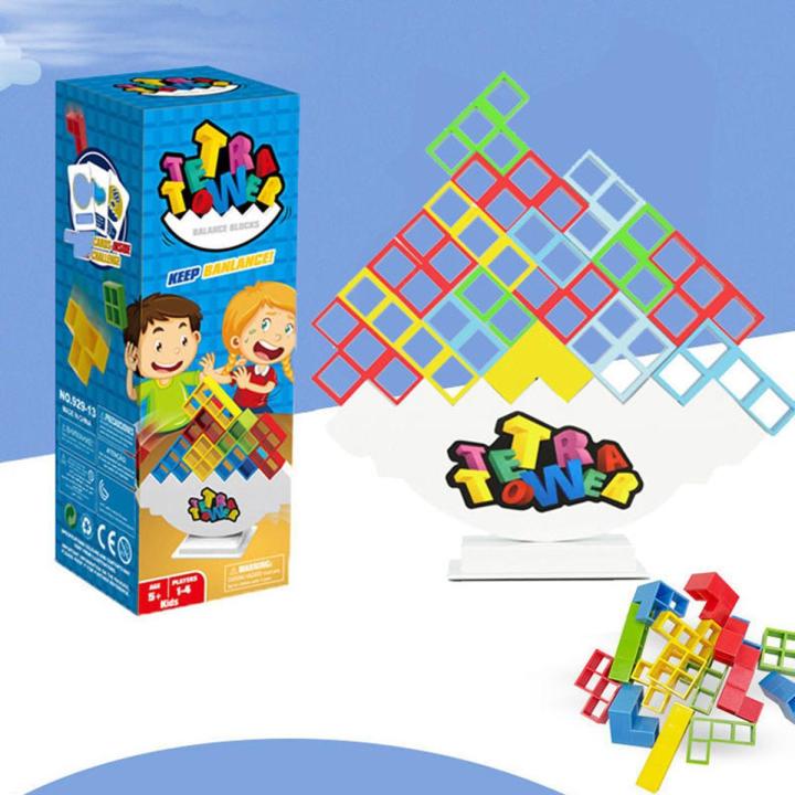 Tetra Tower Game Stacking Blocks Stack Building Blocks Balance Puzzle Board Assembly Bricks Educational Toys for Boys Kids Adult