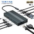 Dual Monitor USB C Hub Triple Display Docking Station with 2 HDMI VGA Gigabit Ethernet Type-C PD SD/TF 3.5mm Adapter for MacBook. 