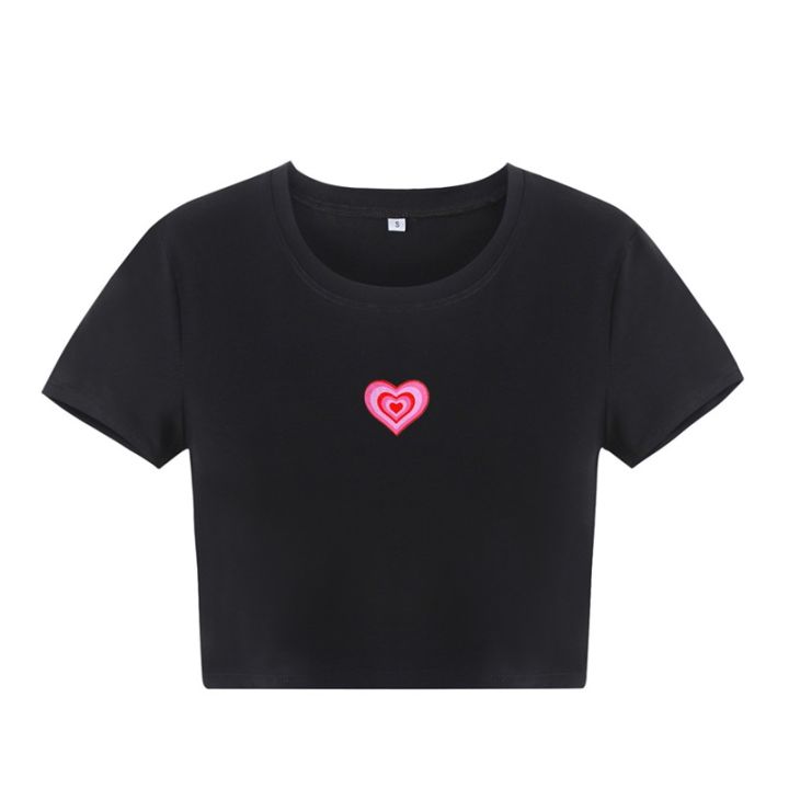 Casual%20Women%20Crop%20Tops,%20Short%20Sleeve%20Round%20Neck%20Heart%20Printed%20Tops%20for%20Summer%20Spring,%20Women%20Clothing%20-%20Image%206