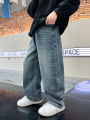 Children's clothing boys fashion loose 2024 new trousers jeans straight leg pants. 