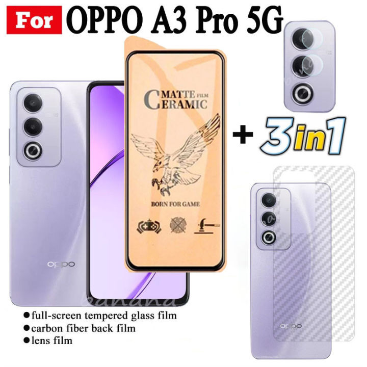 3 IN 1 OPPO A3 Pro 5G Ceramic Tempered Glass for OPPO A3 A60 A79 5G Camera Lens Glass Screen Protector and Back Film