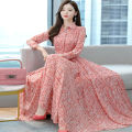 New Stylish Womens Digital Print Long Kurti Formal Long Shirt Step Gown Long Sleeve One Piece Dress. 