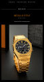 SKMEI 1816 Golden Stainless Steel Dual Time Watch For Men - Black & Golden (Black). 