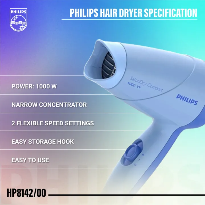 Philips%20HP8142%20Hair%20Dryer%201000W%20Compact%20%20%E2%80%93%20Lightweight,%20Ergonomic,%20Gentle%20Drying%20(Official%20Philips%20Product)%20-%20Image%202