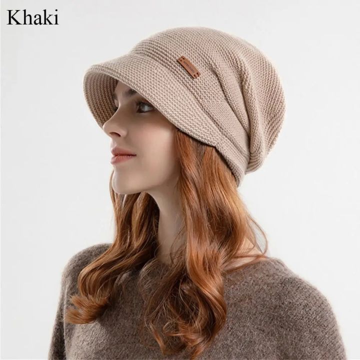 Autumn%20Winter%20Soft%20Plush%20Knitted%20Hat%20Women%20Girl%20Warm%20Thickened%20Fleece%20Lined%20Beanies%20Short%20Brim%20Casual%20Outdoor%20Windproof%20Bonnet%20-%20Image%207